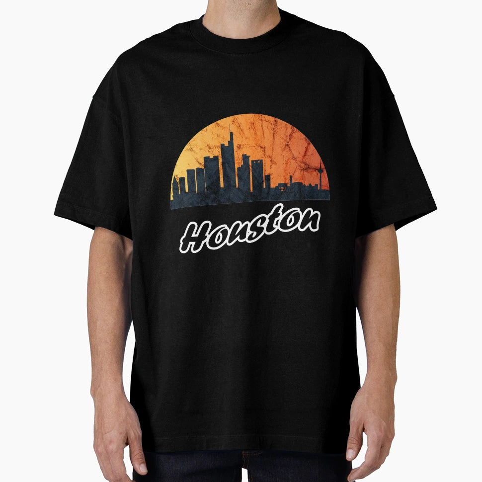Houston Texas Skyline Sunset T-Shirt - Aesthetic Graphic Men Women - T-Shirt, Sweatshirt, Hoodie