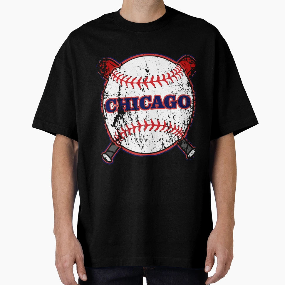 Chicago American Baseball Destressed T-Shirt - Unique Graphic for Adults - T-Shirt, Sweatshirt, Hoodie