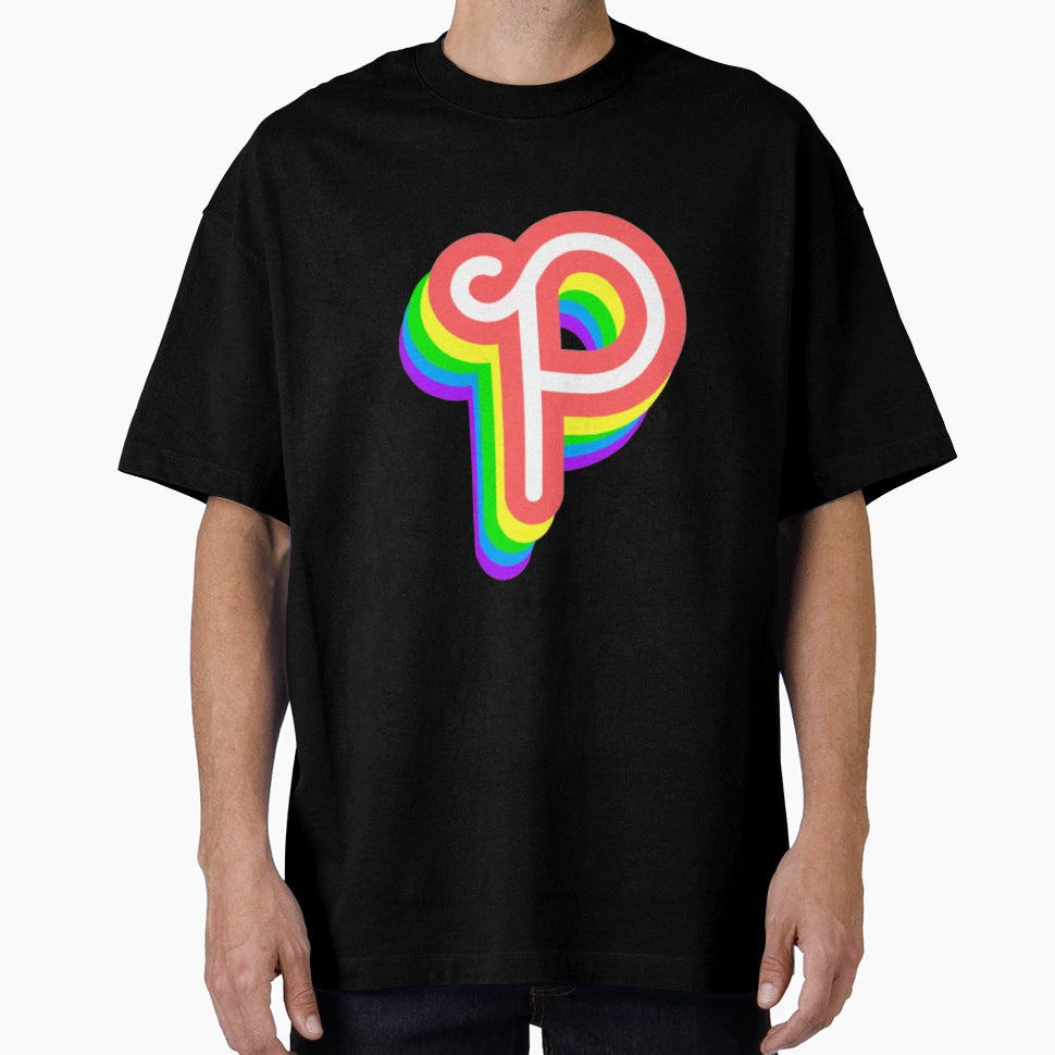Funky Rainbow Letter P T-Shirt - Fun Novelty Design for Adults - T-Shirt, Sweatshirt, Hoodie