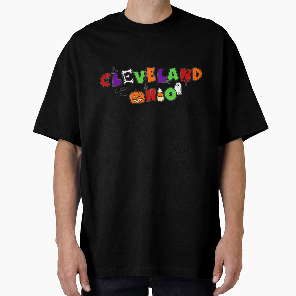 Cleveland Ohio Colorful Halloween T-Shirt - Minimalist Print Men Women - T-Shirt, Sweatshirt, Hoodie