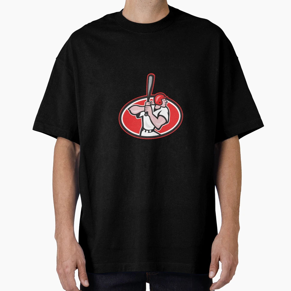 Baseball Player Batting Cartoon T-Shirt - Casual Everyday Wear for Adults - T-Shirt, Sweatshirt, Hoodie
