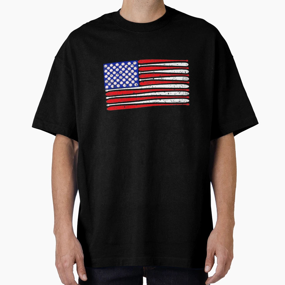 Baseball Flag Baseball American Flag T-Shirt - Streetwear Style Men Women - T-Shirt, Sweatshirt, Hoodie