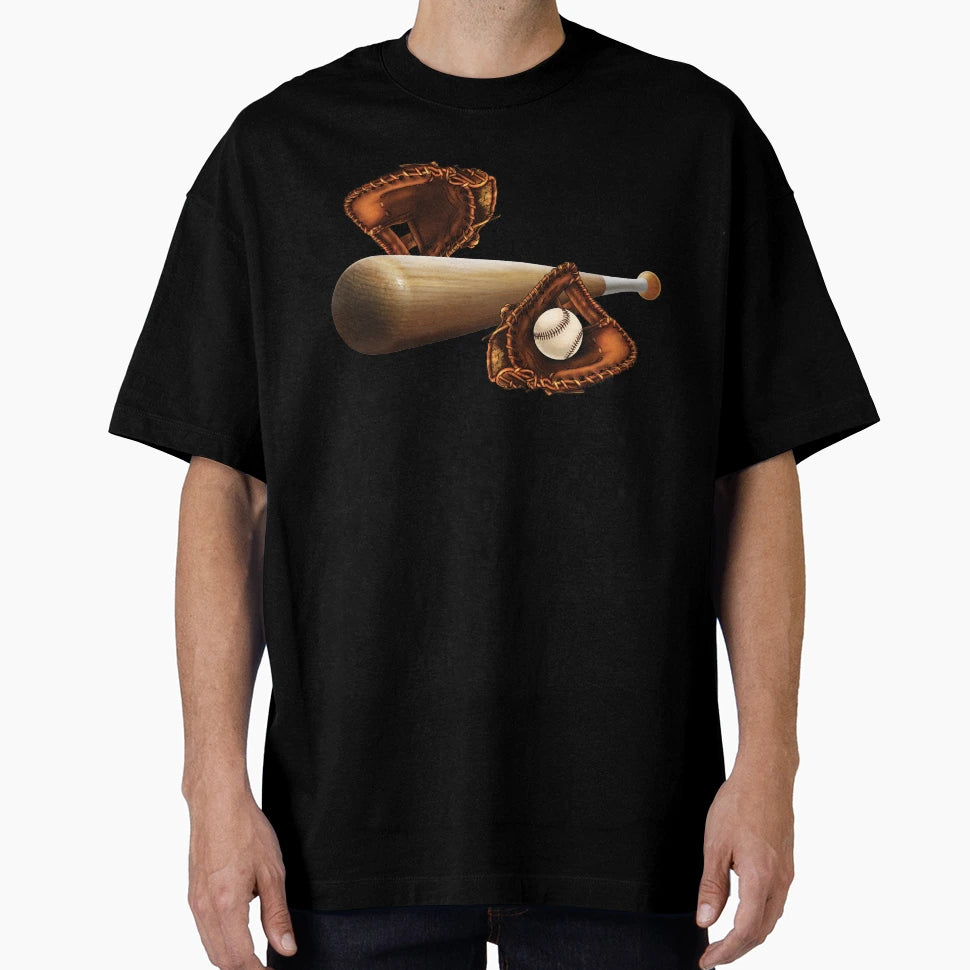 Baseball Mitt Bat And Ball T-Shirt - Custom Art Print for Adults - T-Shirt, Sweatshirt, Hoodie