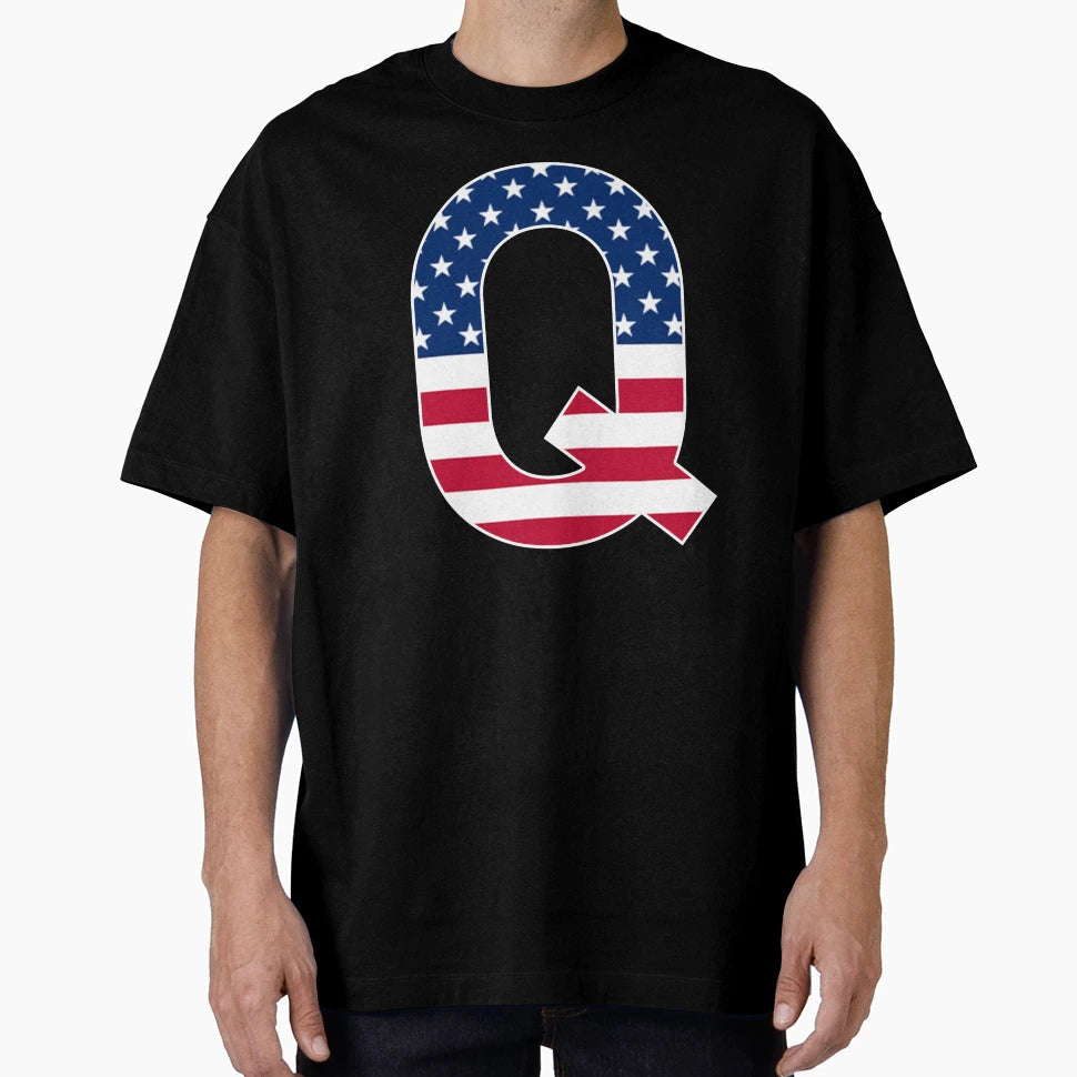 Letter Q Capital Alphabet Q American T-Shirt - Trendy Graphic for Adults - T-Shirt, Sweatshirt, Hoodie