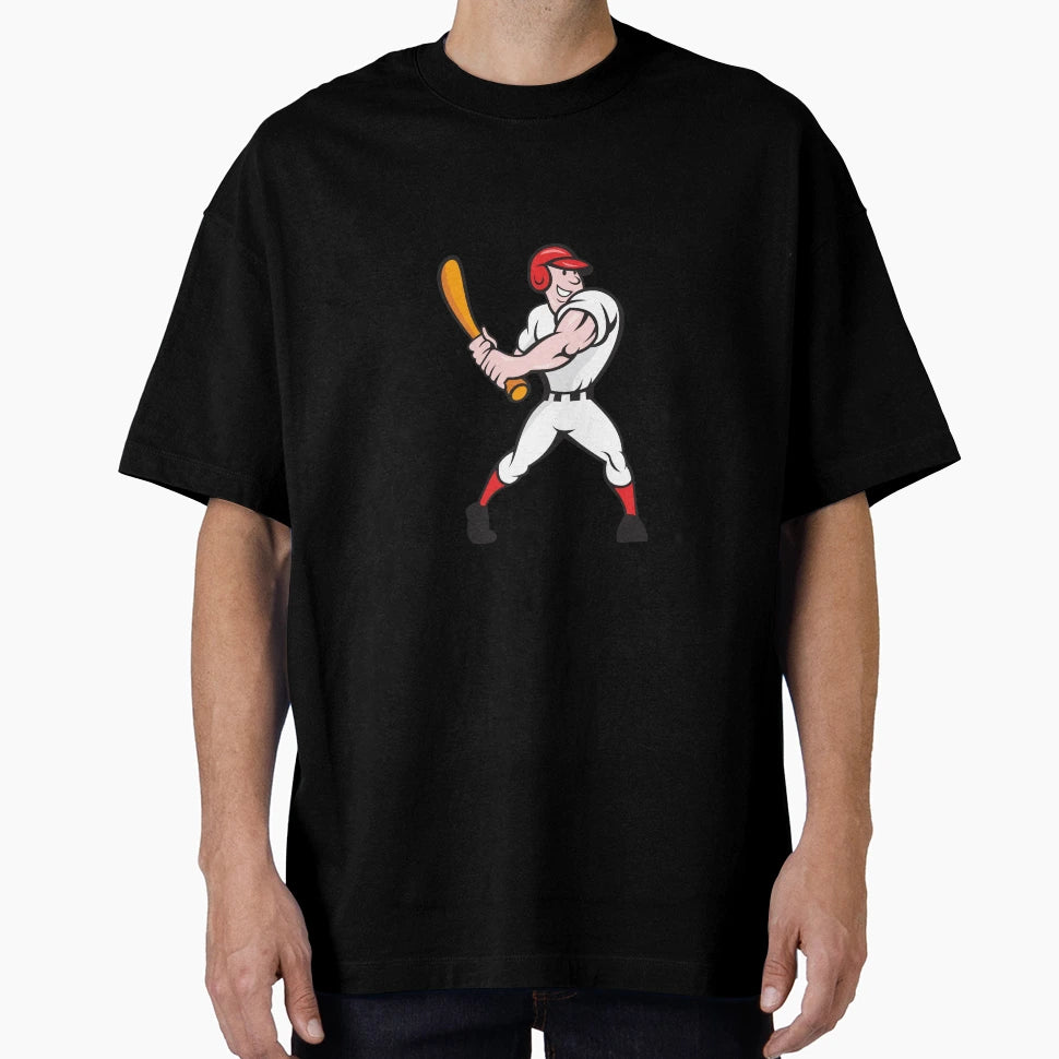 Baseball Player Batting Cartoon T-Shirt - Novelty Apparel for Adults - T-Shirt, Sweatshirt, Hoodie