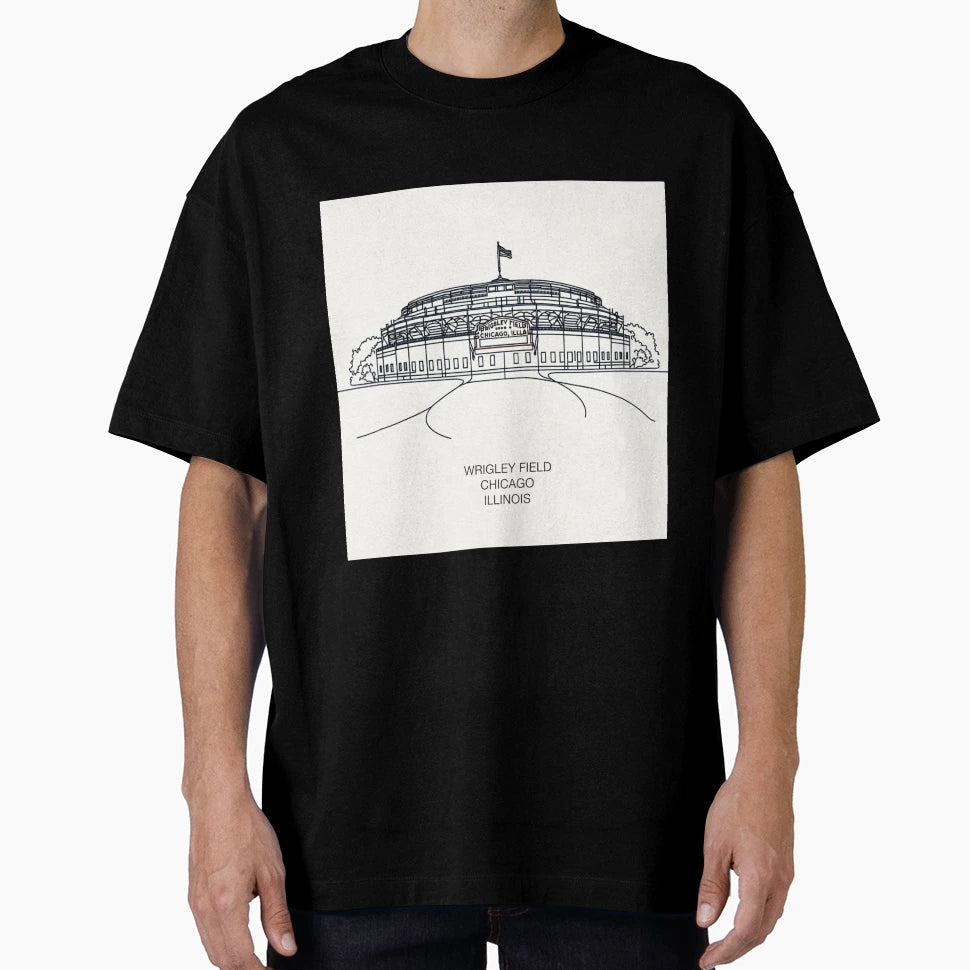 Wrigley Field Fine Line Drawing T-Shirt - Novelty Apparel Men Women - T-Shirt, Sweatshirt, Hoodie