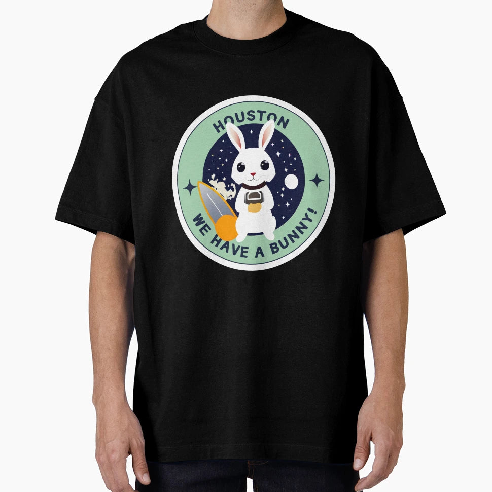 Houston We Have Bunny T-Shirt - Minimalist Print Unisex - T-Shirt, Sweatshirt, Hoodie