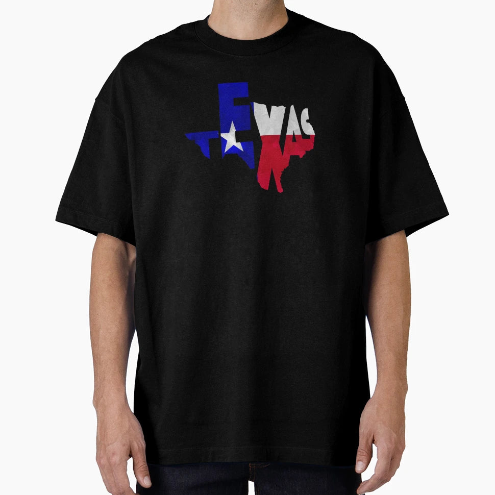 Texas Typographic Map Flag T-Shirt - Trendy Graphic Unisex - T-Shirt, Sweatshirt, Hoodie