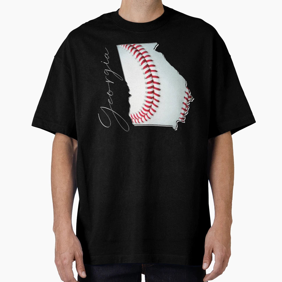 Georgia Usa Map Real Baseball En T-Shirt - Streetwear Style for Adults - T-Shirt, Sweatshirt, Hoodie