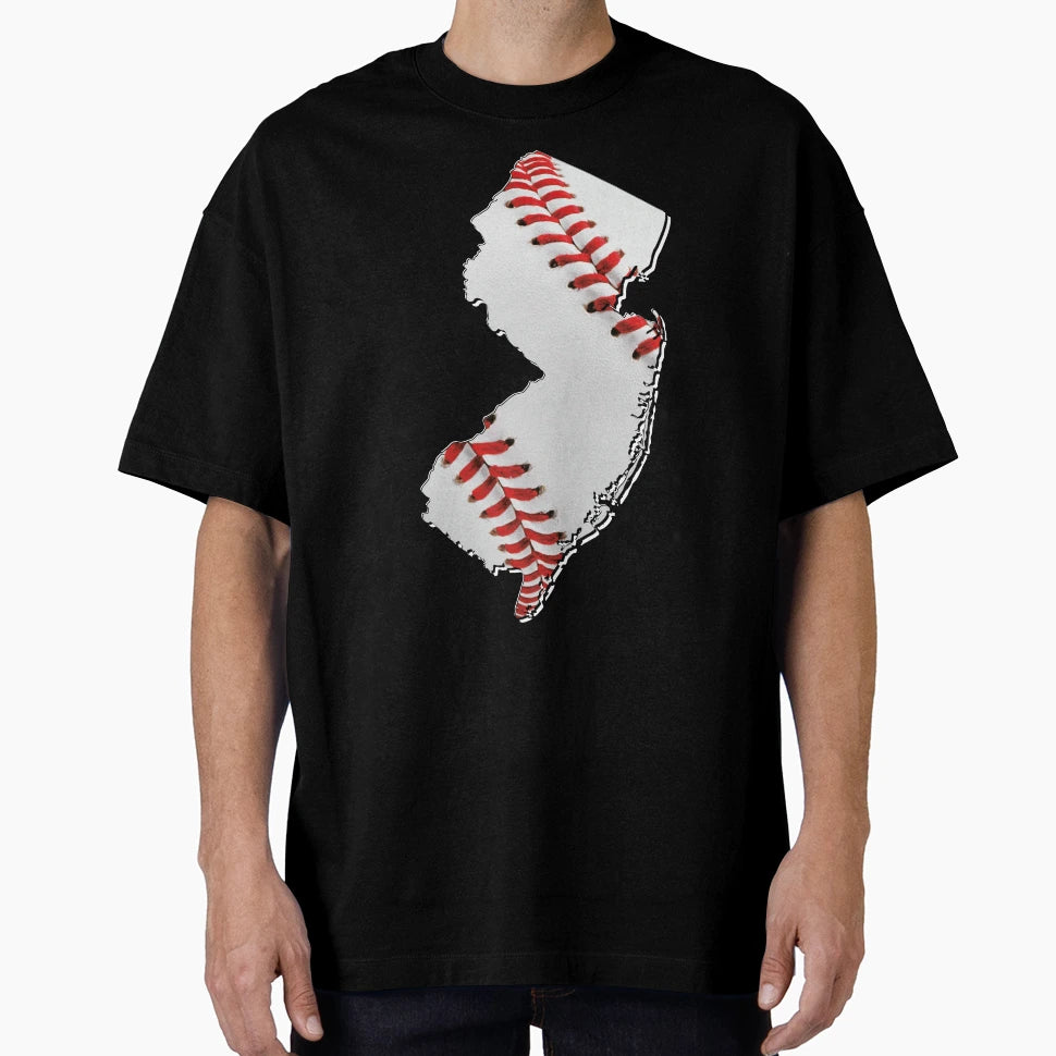New Jersey Usa Map Real Baseball T-Shirt - Unique Graphic for Adults - T-Shirt, Sweatshirt, Hoodie