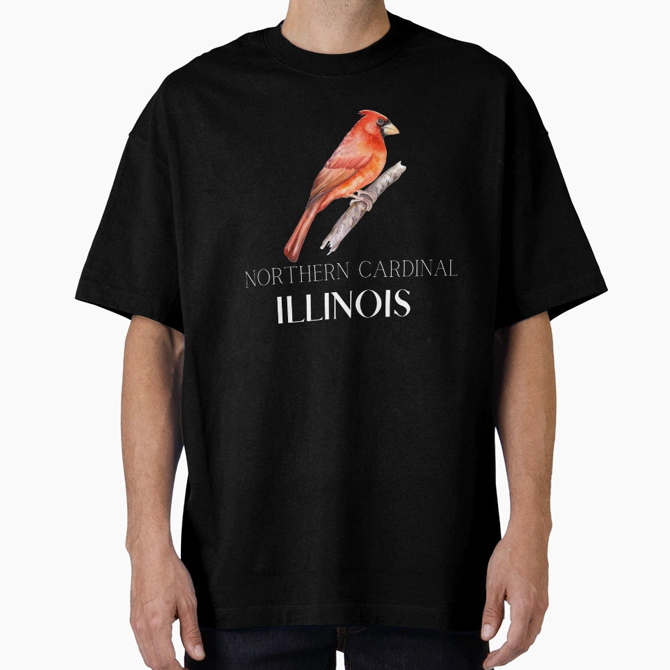 Watercolor Red Cardinal Illinois T-Shirt - Streetwear Style Men Women - T-Shirt, Sweatshirt, Hoodie