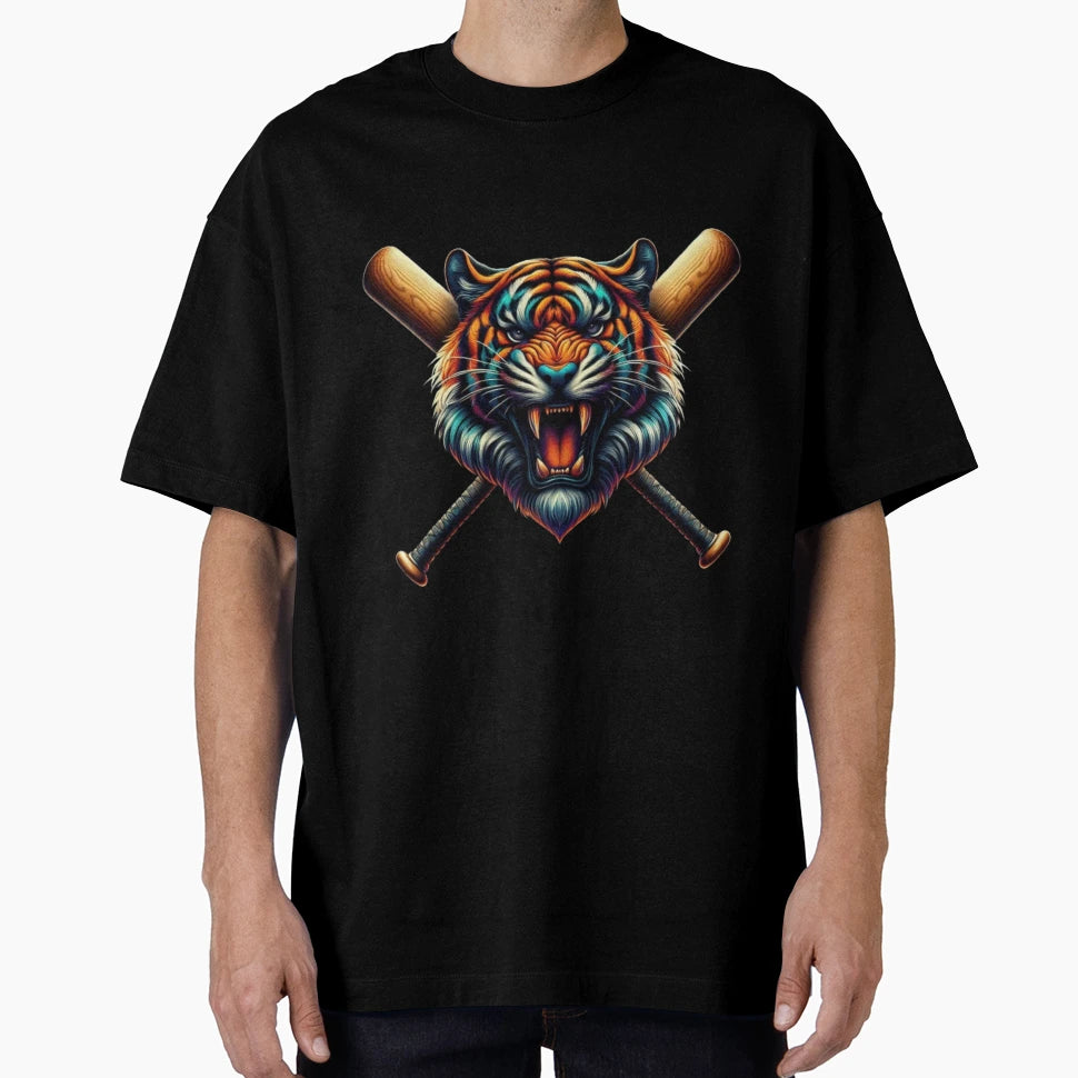 Roaring Baseball Tiger Sporty T-Shirt - Aesthetic Graphic for Adults - T-Shirt, Sweatshirt, Hoodie