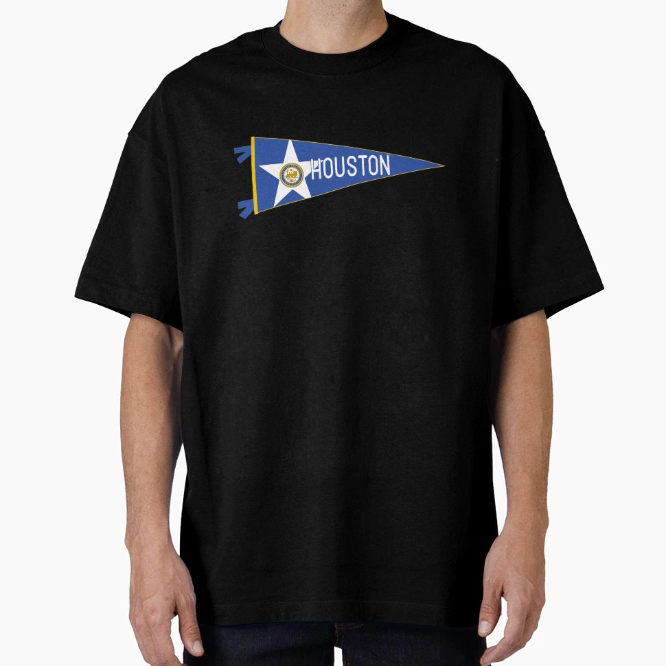 Houston Flag Pennant T-Shirt - Custom Art Print Unisex - T-Shirt, Sweatshirt, Hoodie