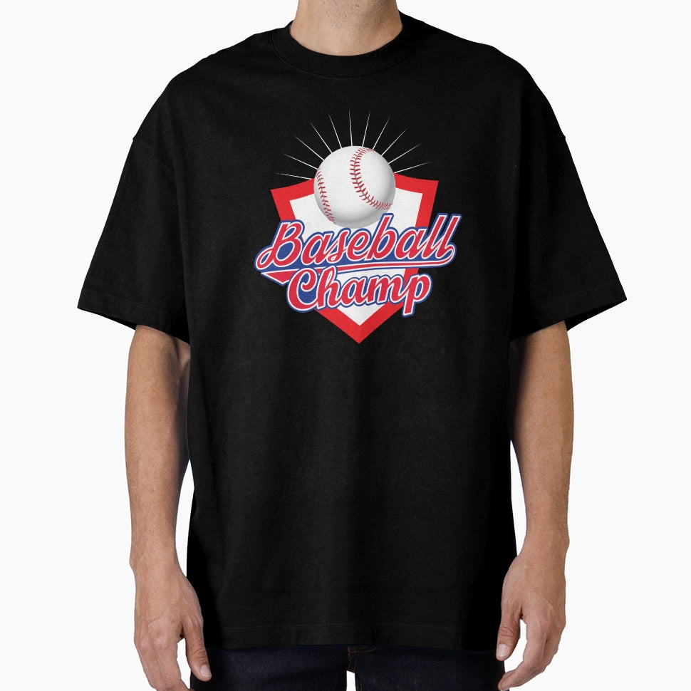 Baseball Champ Sports Emblem T-Shirt - Aesthetic Graphic for Adults - T-Shirt, Sweatshirt, Hoodie