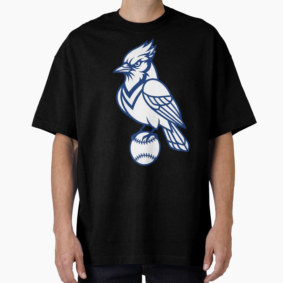 Blue Jay Baseball Mascot Outline Logo T-Shirt - Graphic Print Men Women - T-Shirt, Sweatshirt, Hoodie