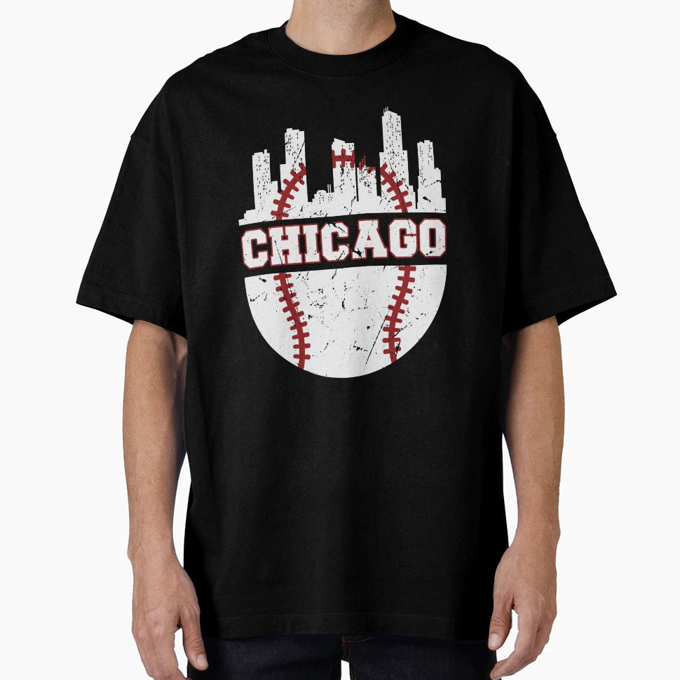 Chicago City Baseball T-Shirt - Custom Art Print Men Women - T-Shirt, Sweatshirt, Hoodie