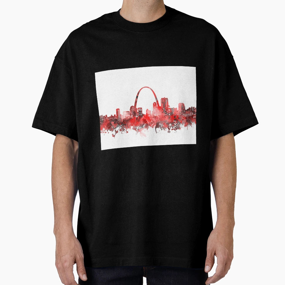 St Louis Skyline Red T-Shirt - Graphic Print Men Women - T-Shirt, Sweatshirt, Hoodie