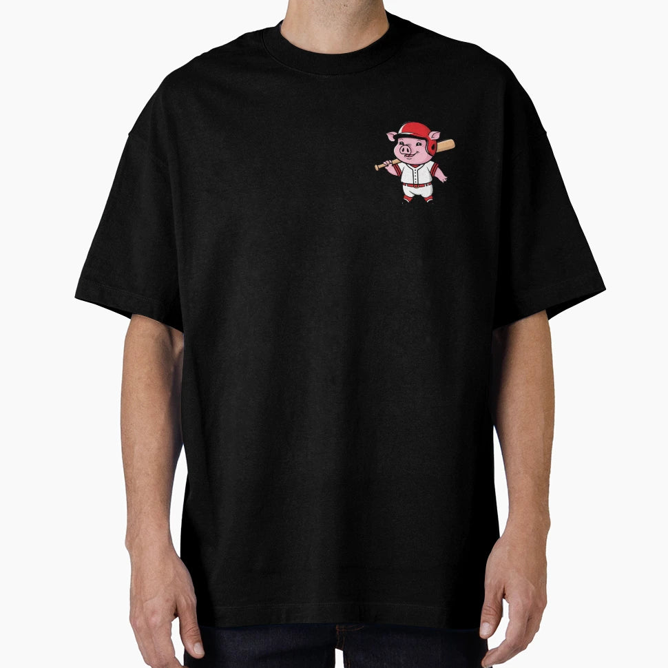Pig Playing Baseball T-Shirt - Aesthetic Graphic Unisex - T-Shirt, Sweatshirt, Hoodie