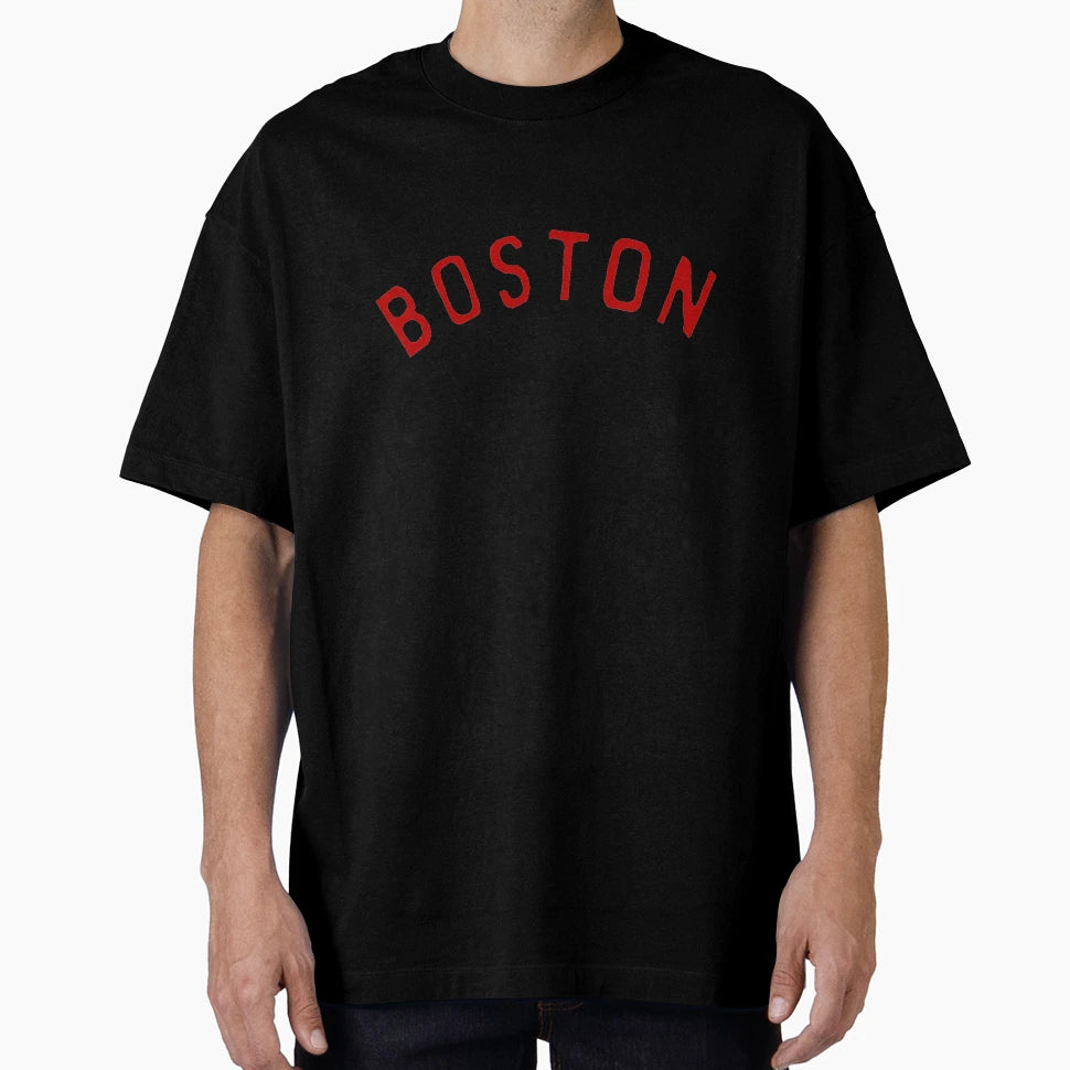 Faded Throwback Red Boston Text T-Shirt - Graphic Print Men Women - T-Shirt, Sweatshirt, Hoodie