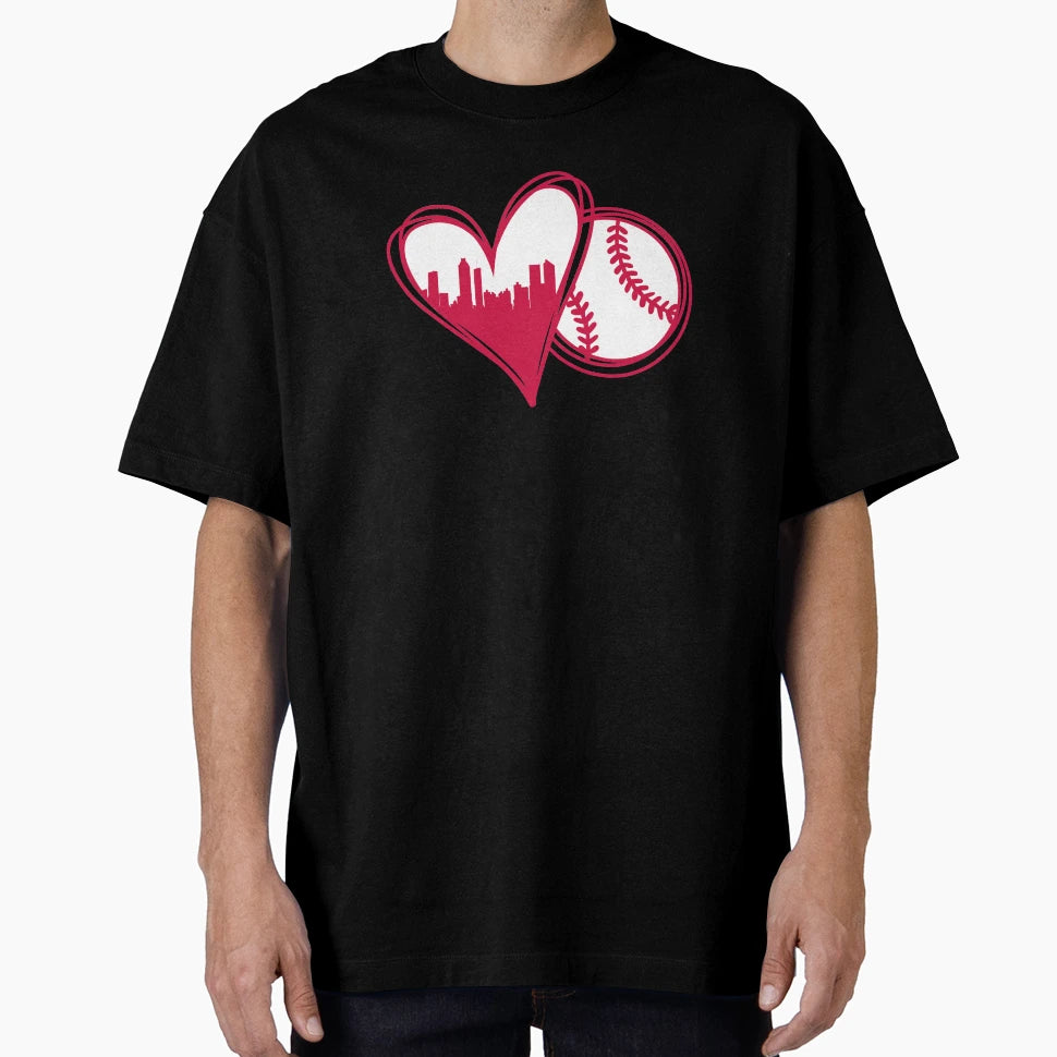 I Love Atlanta Baseball City Skyline T-Shirt - Custom Art Print Men Women - T-Shirt, Sweatshirt, Hoodie