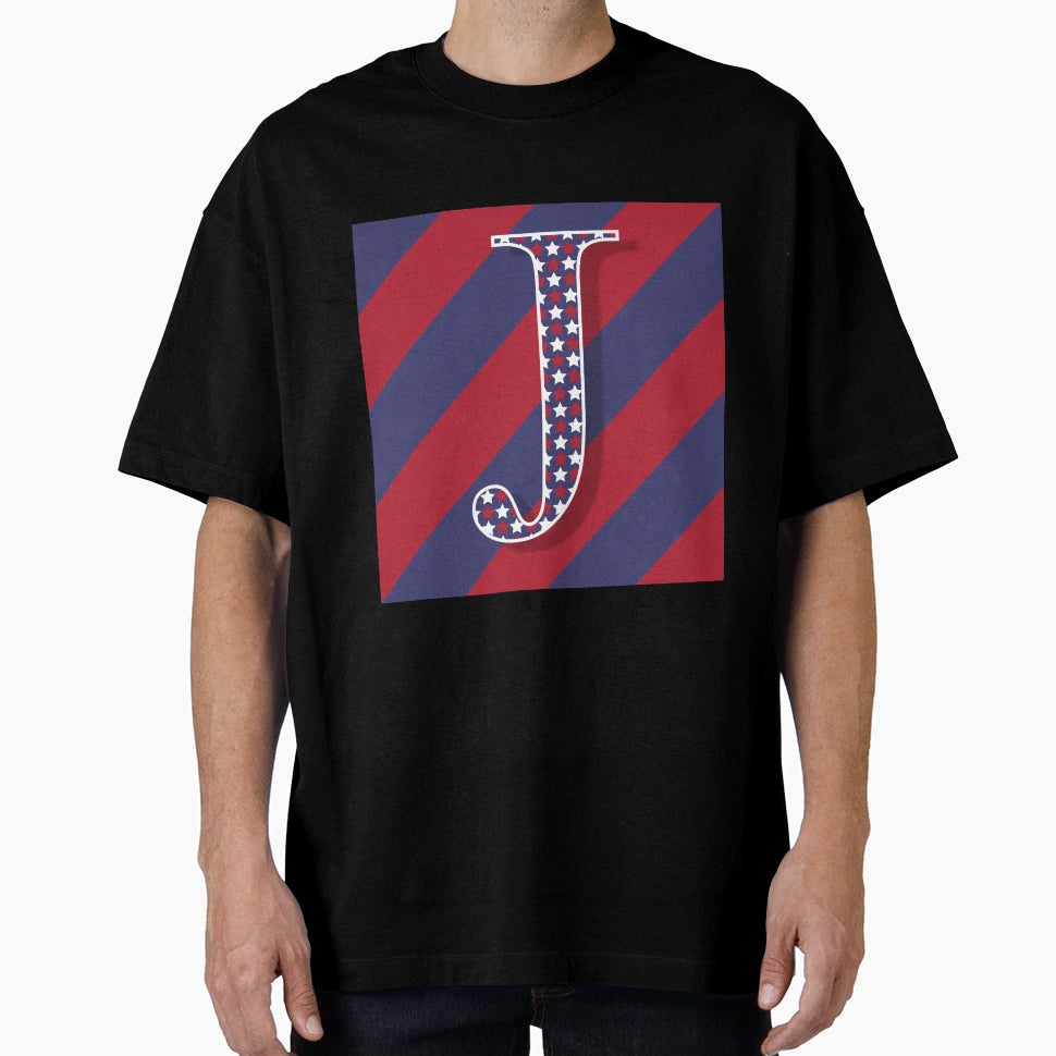 Letter J Americana Old Glory Red T-Shirt - Casual Everyday Wear Men Women - T-Shirt, Sweatshirt, Hoodie