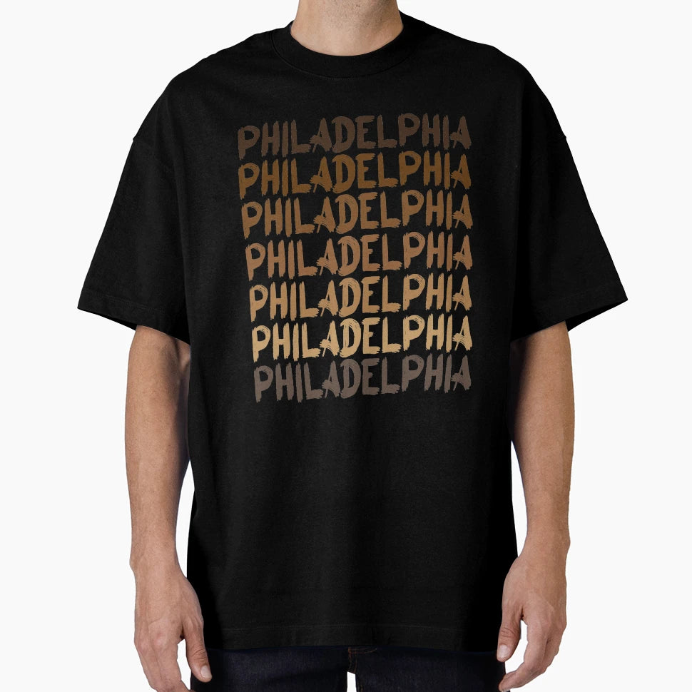 Philadelphia Repeated Words Philly T-Shirt - Graphic Print for Adults - T-Shirt, Sweatshirt, Hoodie
