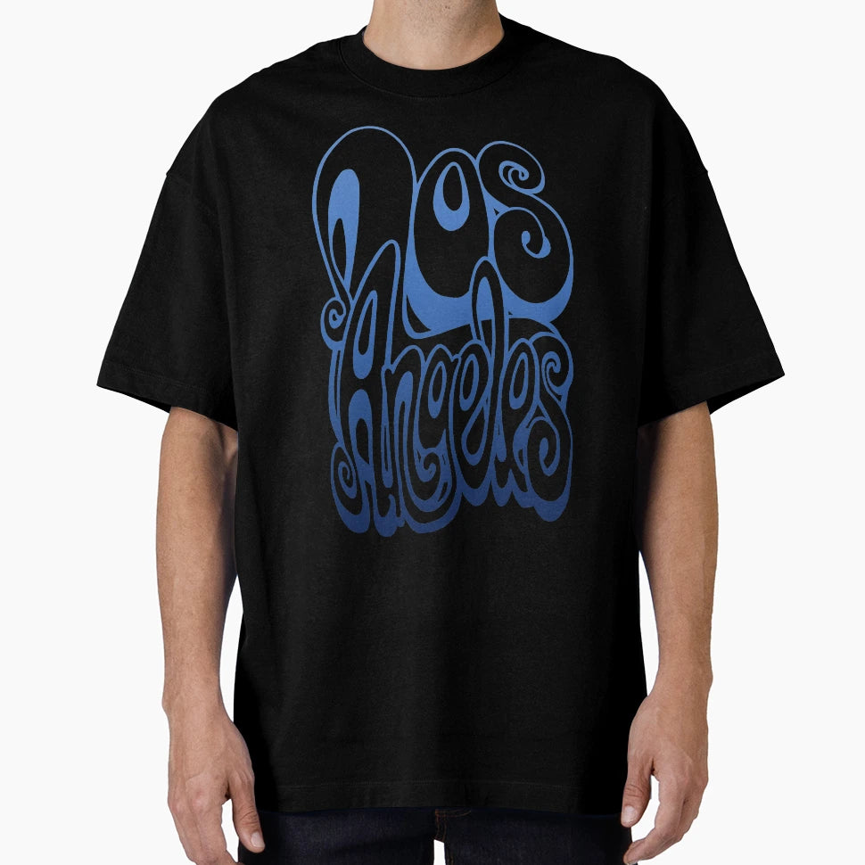 Los Angeles Lettering Art Blue T-Shirt - Trendy Graphic Unisex - T-Shirt, Sweatshirt, Hoodie