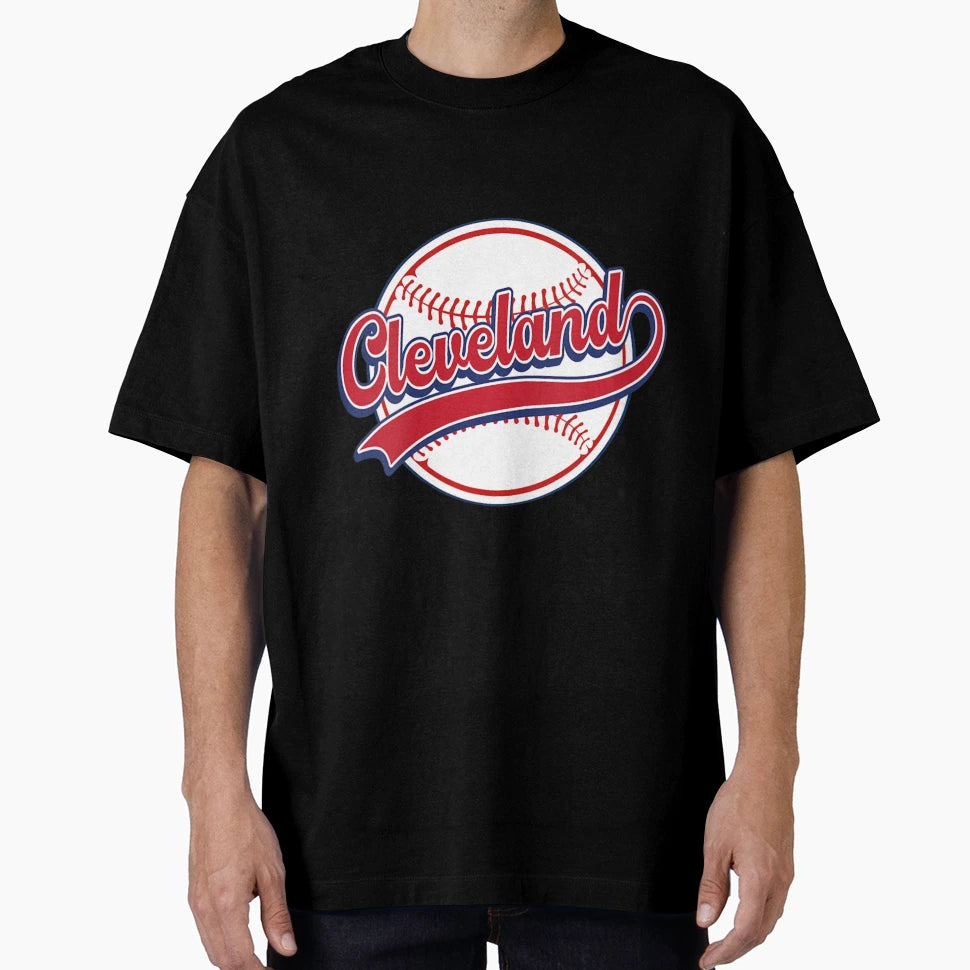 Womens Cleveland Cityscape Baseball T-Shirt - Minimalist Print Unisex - T-Shirt, Sweatshirt, Hoodie