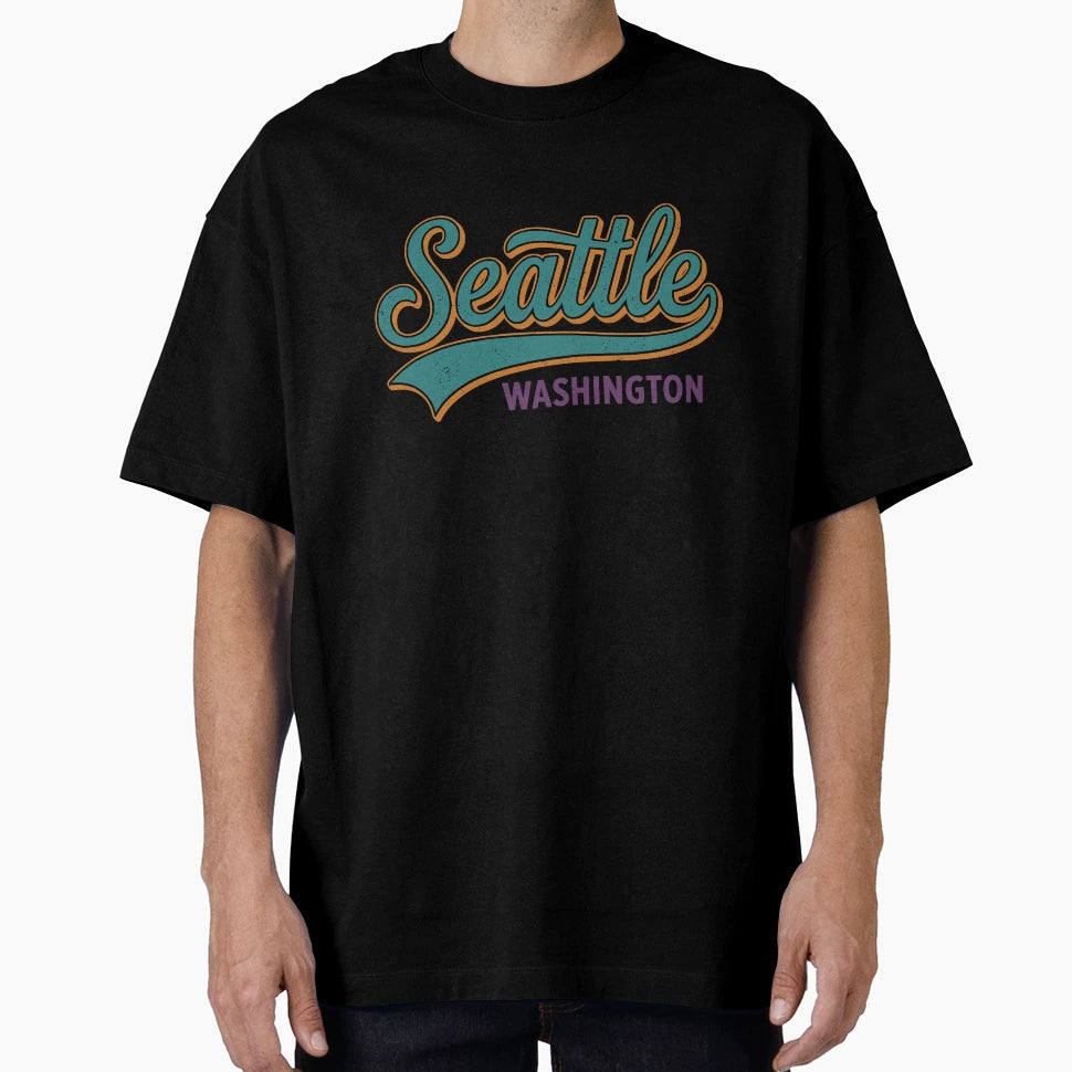 Seattle Washington Script Typography T-Shirt - Novelty Apparel Unisex - T-Shirt, Sweatshirt, Hoodie