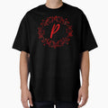 P Alphabet Red Color Floral Monogram T-Shirt - Unique Graphic Unisex - T-Shirt, Sweatshirt, Hoodie