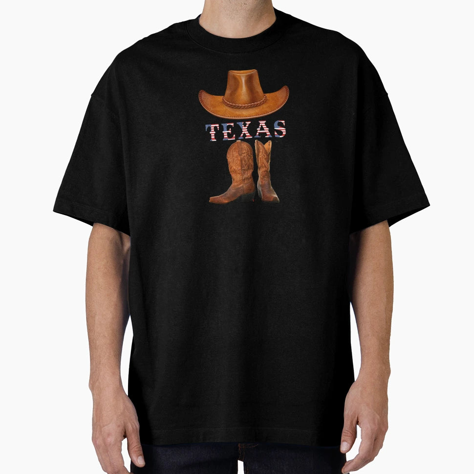 Texas Cowboy Hat Boot Combo T-Shirt - Custom Art Print for Adults - T-Shirt, Sweatshirt, Hoodie