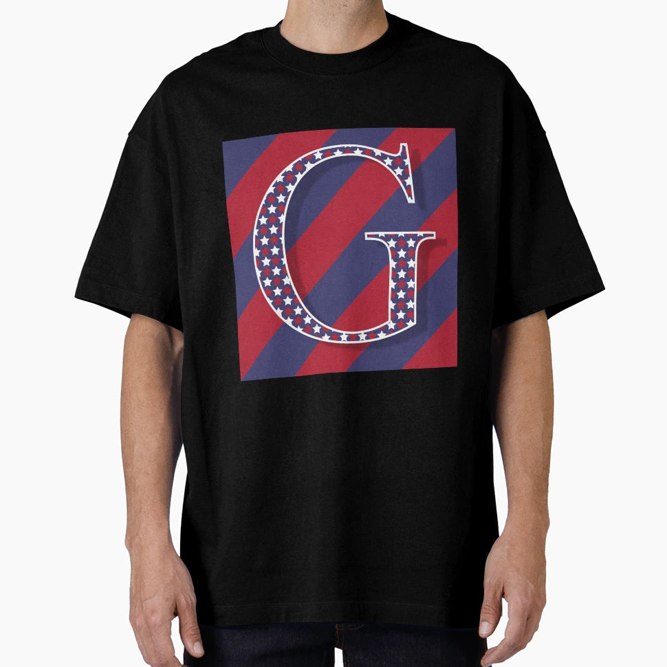 Letter G Americana Old Glory Red And T-Shirt - Custom Art Print Unisex - T-Shirt, Sweatshirt, Hoodie