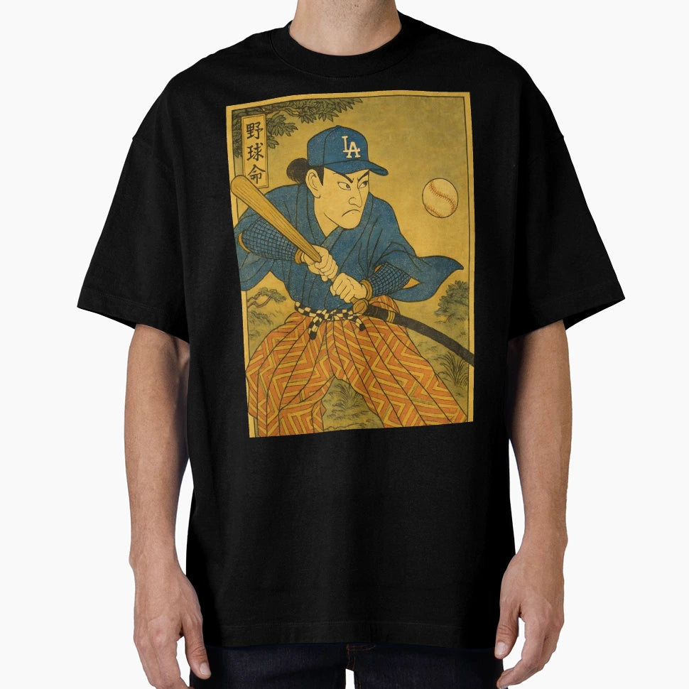 Samurai Baseball Ukiyo E Warrior Hits T-Shirt - Streetwear Style Unisex - T-Shirt, Sweatshirt, Hoodie