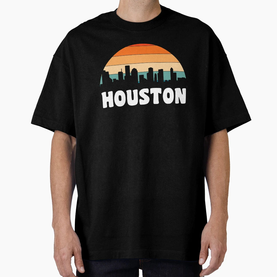Houston Tx Sunset Skyline T-Shirt - Aesthetic Graphic Unisex - T-Shirt, Sweatshirt, Hoodie