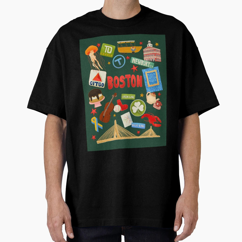 Boston Icons T-Shirt - Custom Art Print Men Women - T-Shirt, Sweatshirt, Hoodie