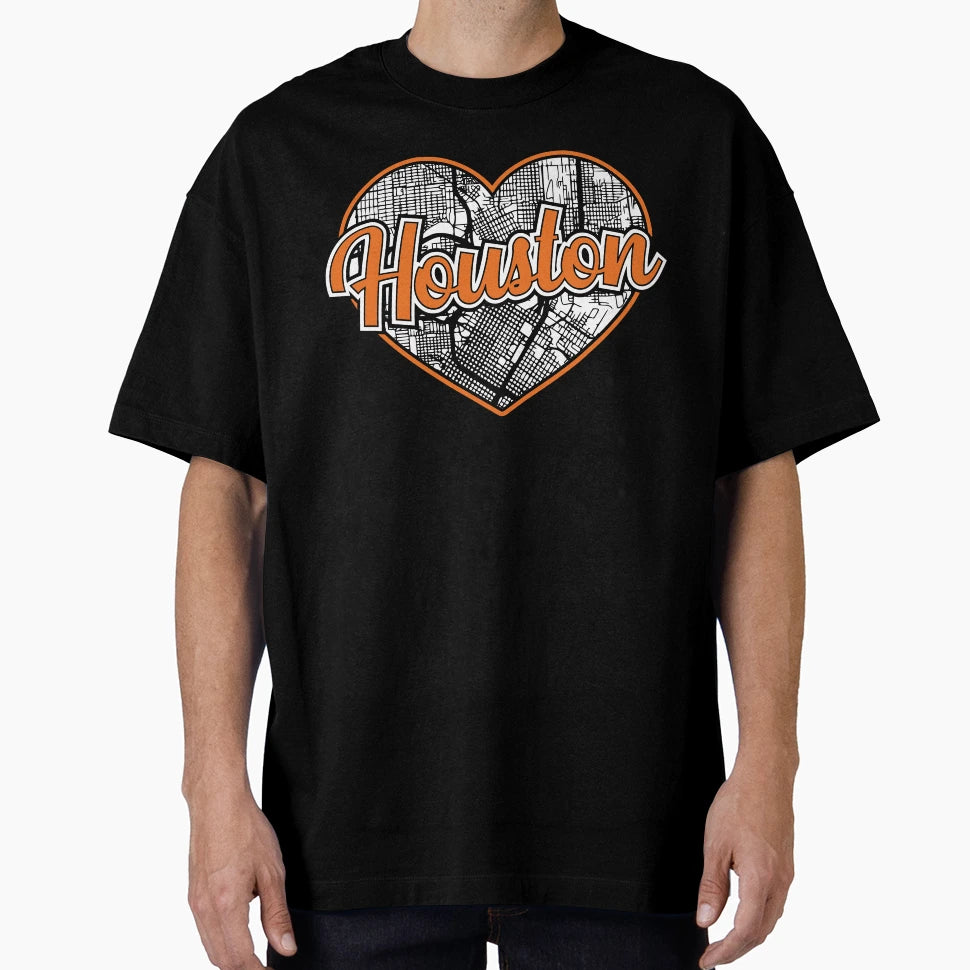 Love Houston Baseball Heart City Map T-Shirt - Aesthetic Graphic for Adults - T-Shirt, Sweatshirt, Hoodie