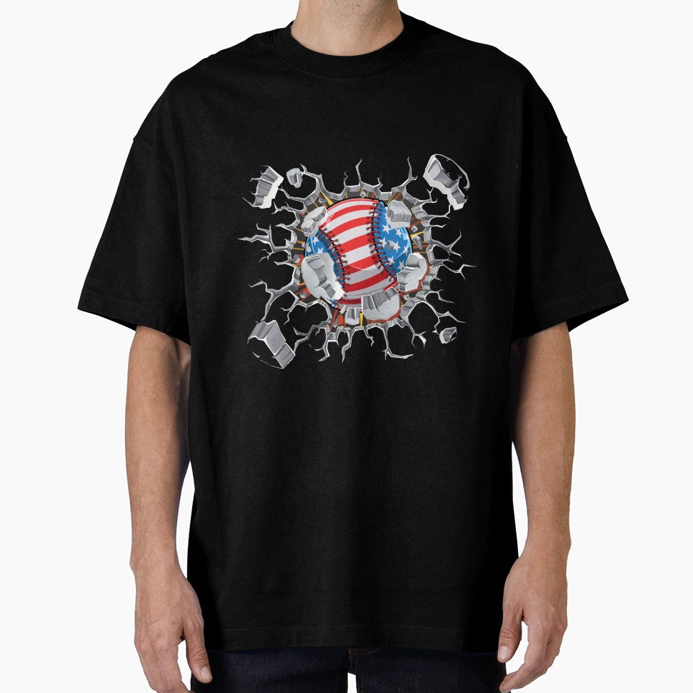 American Flag Baseball Breakthrough T-Shirt - Custom Art Print Men Women - T-Shirt, Sweatshirt, Hoodie