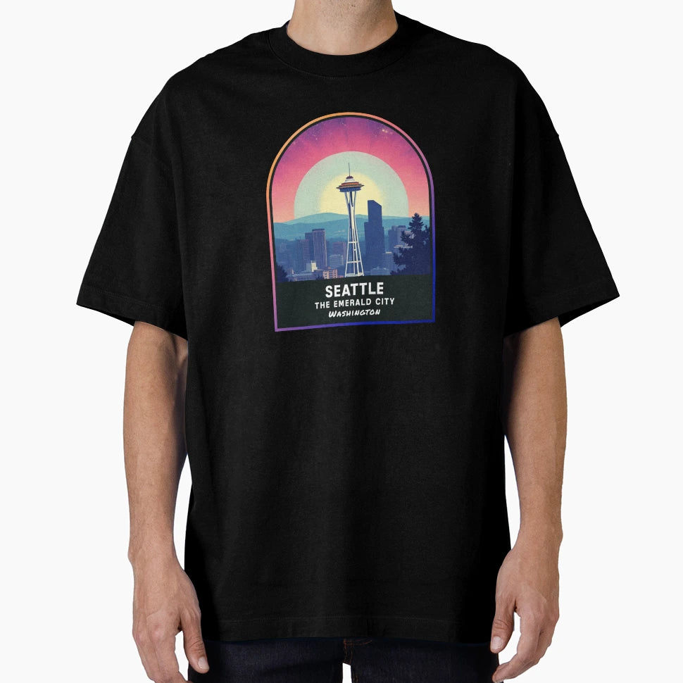 Seattle Washington United States City T-Shirt - Custom Art Print Unisex - T-Shirt, Sweatshirt, Hoodie