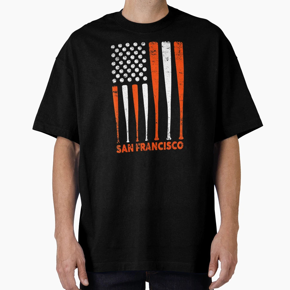 San Francisco Baseball Flag T-Shirt - Minimalist Print for Adults - T-Shirt, Sweatshirt, Hoodie
