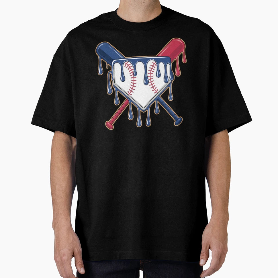Baseball Ice Cream Drip Driping T-Shirt - Unique Graphic Men Women - T-Shirt, Sweatshirt, Hoodie