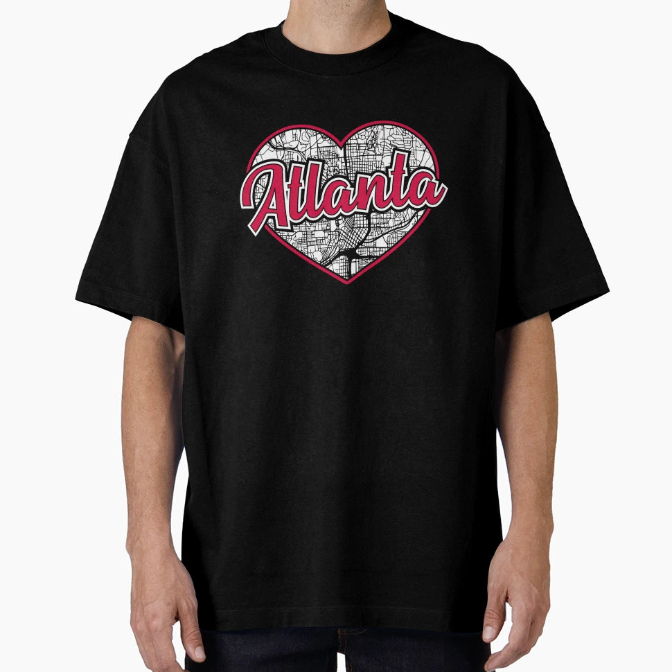 Love Atlanta Baseball Heart City Map T-Shirt - Novelty Apparel Men Women - T-Shirt, Sweatshirt, Hoodie