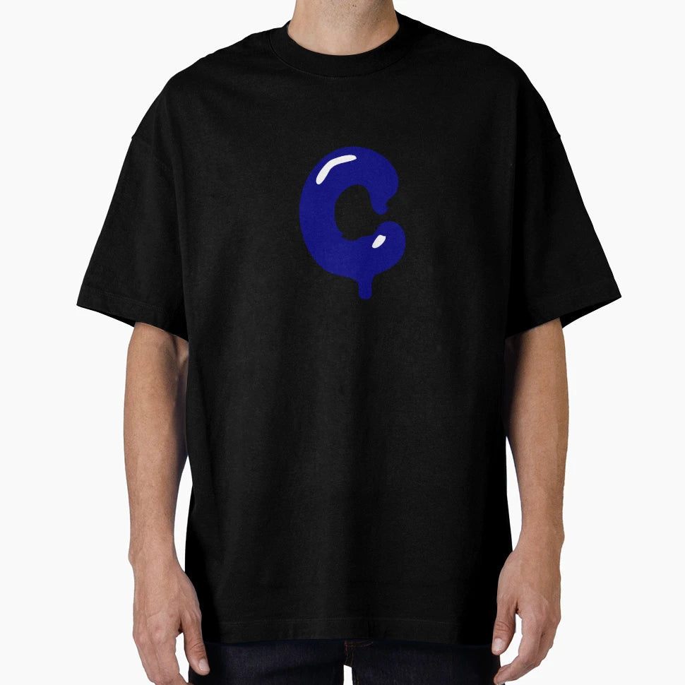 Glossy Dark Blue Liquid Letter C T-Shirt - Streetwear Style for Adults - T-Shirt, Sweatshirt, Hoodie