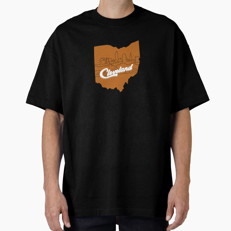 Cleveland Ohio Orange T-Shirt - Minimalist Print Men Women - T-Shirt, Sweatshirt, Hoodie