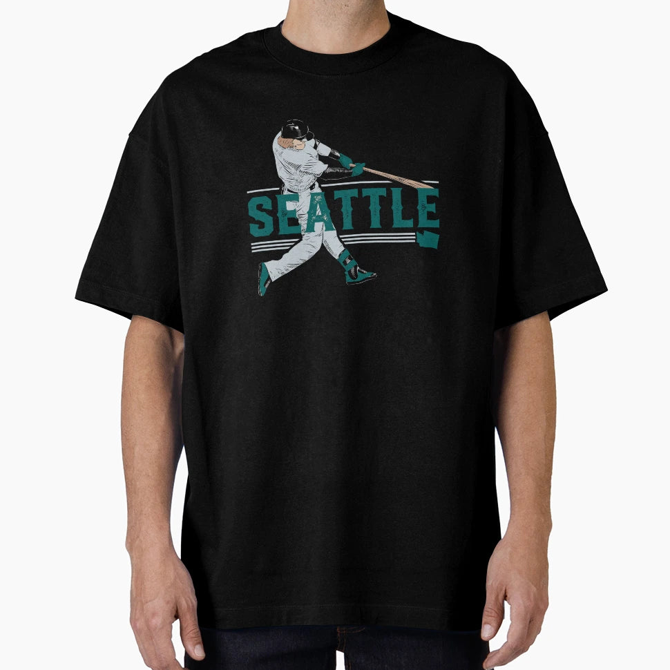 Seattle Baseball Slugger Home Run T-Shirt - Custom Art Print for Adults - T-Shirt, Sweatshirt, Hoodie