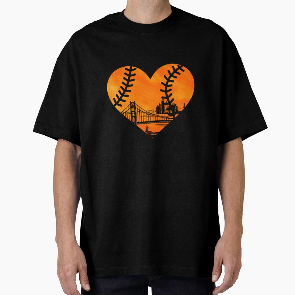 Us State San Francisco Baseball Hear T-Shirt - Novelty Apparel for Adults - T-Shirt, Sweatshirt, Hoodie