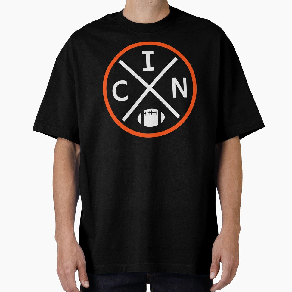 Cincinnati Football Emblem Cin T-Shirt - Fun Novelty Design for Adults - T-Shirt, Sweatshirt, Hoodie