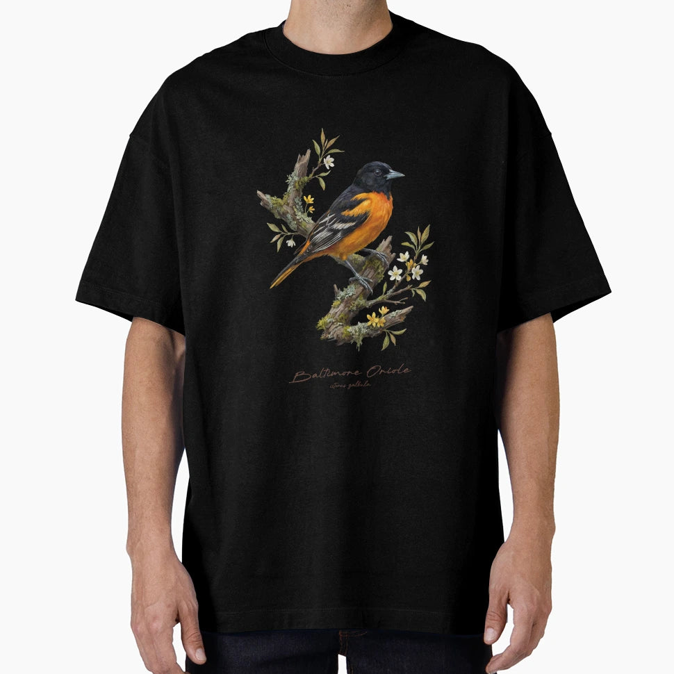 Baltimore Oriole Flowery Branch T-Shirt - Fun Novelty Design Unisex - T-Shirt, Sweatshirt, Hoodie