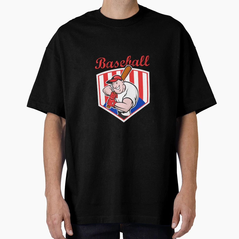 Baseball Player Batting Diamond Cartoon T-Shirt - Fun Novelty Design Unisex - T-Shirt, Sweatshirt, Hoodie