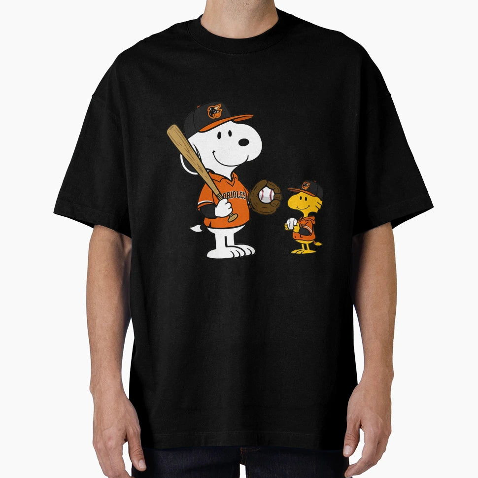 Baltimore Orioles Snoopy Woodstock T-Shirt - Novelty Apparel for Adults - T-Shirt, Sweatshirt, Hoodie