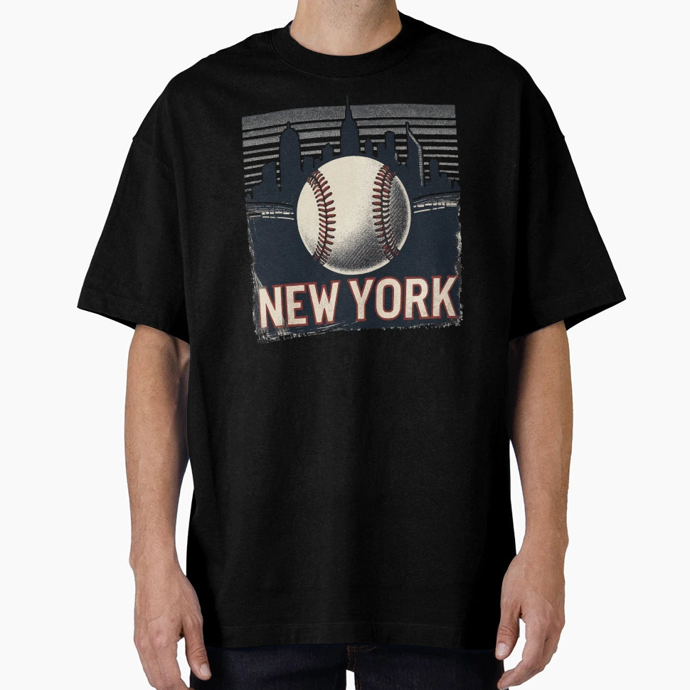 New York Baseball Cityscape T-Shirt - Aesthetic Graphic for Adults - T-Shirt, Sweatshirt, Hoodie